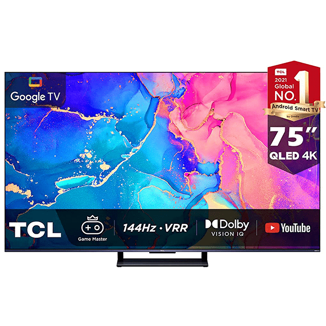 TCL 75 Inch 4K QLED 144Hz TV with Google TV
