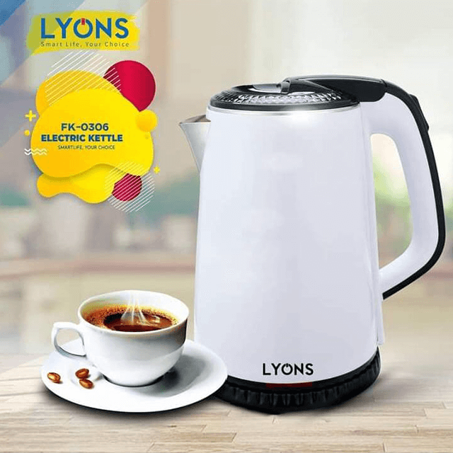 AILYONS FK-0306 WHITE PLASTIC ELECTRIC KETTLE  1..8L