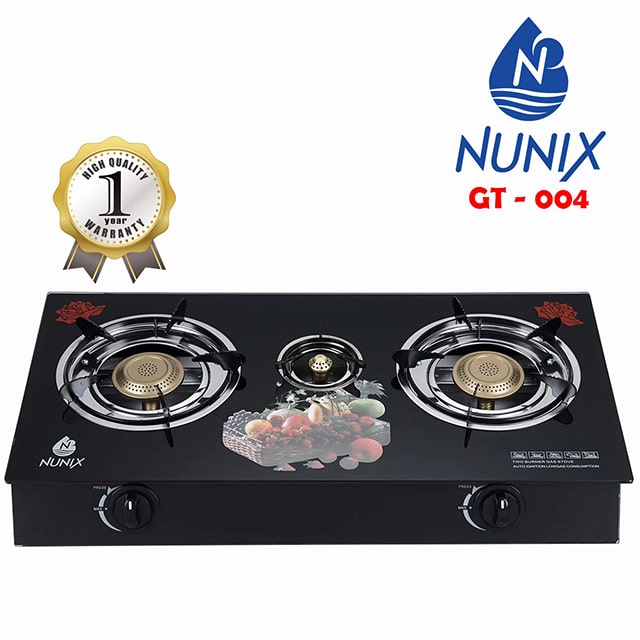 NUNIX GT-OO4 3 BURNER GLASS TOP COOKER 