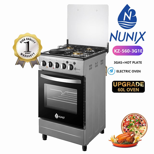 Nunix 50by60 3gas +1 Electric Standing Cooker with Electric Oven upto 60litres  