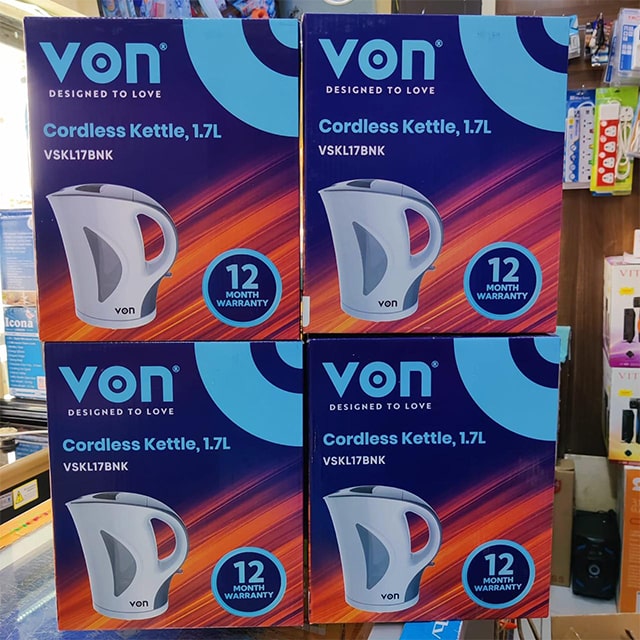 VON VSKL17BNK 1.7L UPRIGHT CORDLESS KETTLE - 2200W 