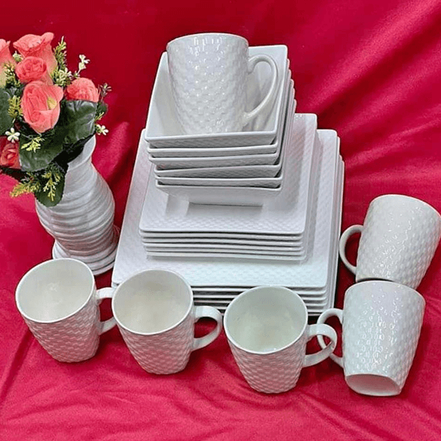 24PC CERAMIC SQUARE DINNER SET