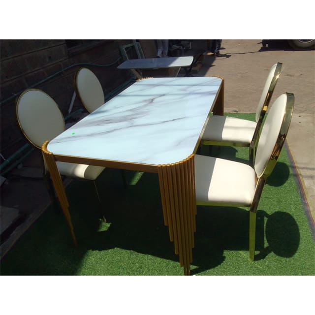 WHITE LUXURY  4 DINING MARBLE SET