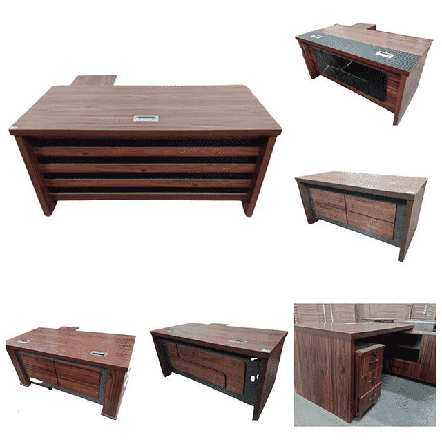 EXECUTIVE OFFICE DESKS + SIDE TABLE + MOBILE PEDESTAL 1.6M