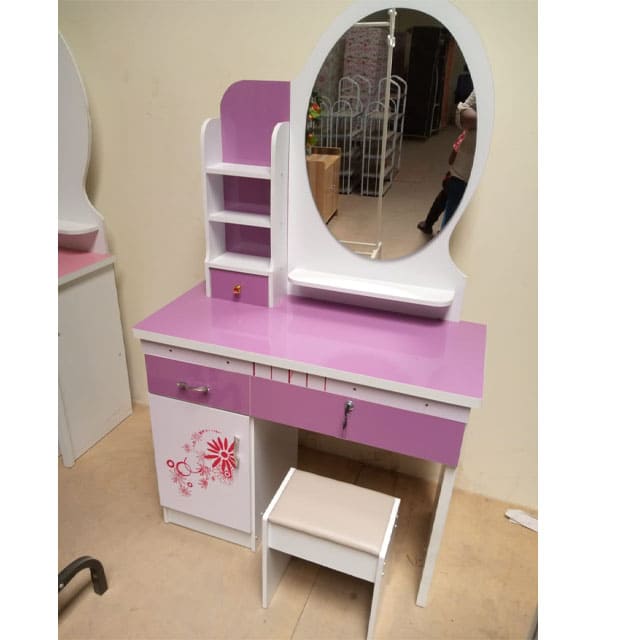 PURPLE & WHITE DRESSING TABLE WITH A MIRROR(H-135)