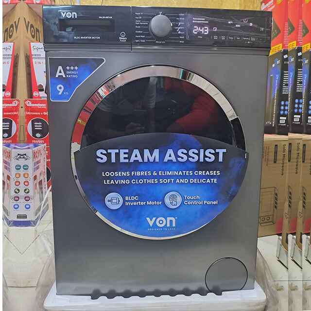 Von VALW-09FVK Front Load Washing Machine Silver - 9KG