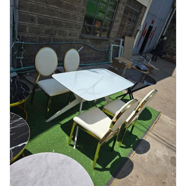 ELEGANT MORDEN DINING SET WITH WHITE MARBLE FINISH